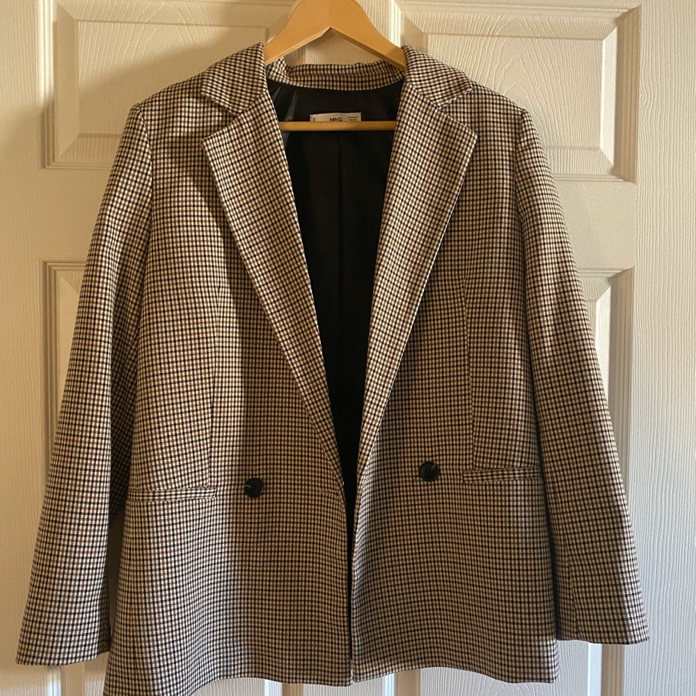 Mango brown checkered blazer size small
